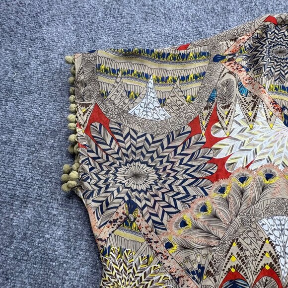 Umgee USA Cardigam Womens S/M Kimono Tribal Pom Pom Trim Sheer Open Boho Artsy - Picture 8 of 14